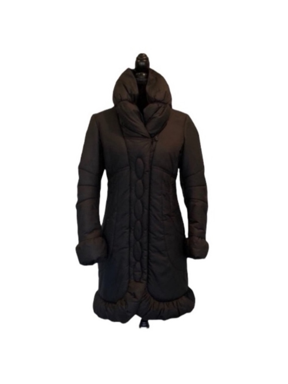 Tahari contemporary modern black winter warm puffer coat gorpcore extra small